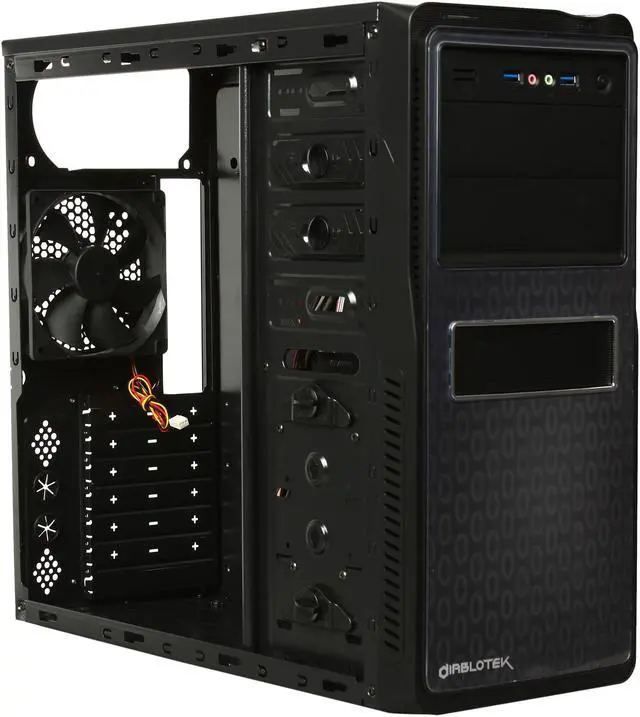 Alt view image 7 of 9 - Diablotek REACTION CPA-8817D3 Black INSIDE BLACK Steel ATX Mid Tower Computer Case USB 3.0 max VGA LONG CARD