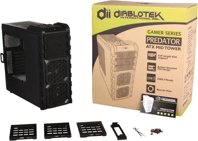 Alt view image 14 of 14 - Diablotek GAMER SERIES CPA-8920 Black Steel ATX Mid Tower Computer Case