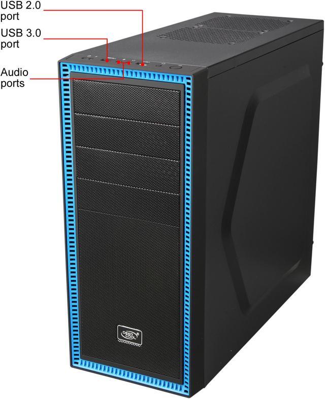 Alt view image 5 of 13 - DEEPCOOL TESSERACT SW Mid Tower Computer Case with Side Window and 2 Blue LED Fans SGCC+PLASTIC+RUBBER COATING