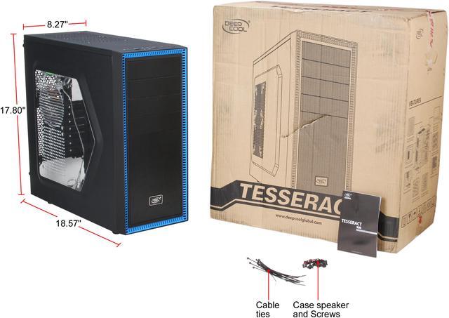 Alt view image 13 of 13 - DEEPCOOL TESSERACT SW Mid Tower Computer Case with Side Window and 2 Blue LED Fans SGCC+PLASTIC+RUBBER COATING