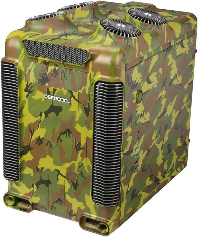 Alt view image 3 of 9 - DEEPCOOL STEAM CASTLE CAMO MATX Unique Steam Punk Style With Side Window 200mm Fan(Front)+120mm Fan(Rear)+4 Magic Controllable LED Lights (Top) SGCC+PLASTIC (ABS) Camo Version