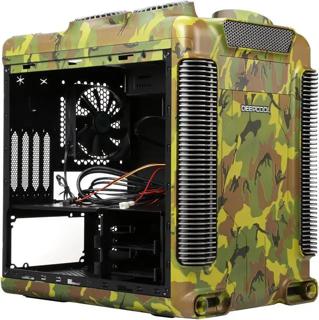 Alt view image 7 of 9 - DEEPCOOL STEAM CASTLE CAMO MATX Unique Steam Punk Style With Side Window 200mm Fan(Front)+120mm Fan(Rear)+4 Magic Controllable LED Lights (Top) SGCC+PLASTIC (ABS) Camo Version