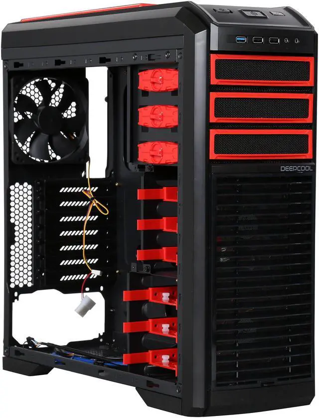 Alt view image 7 of 9 - DEEPCOOL KENDOMEN Red ATX Mid Tower Computer Case Pre-installed 5 Cooling Fans With Side Window Support 240mm Water Cooling Installation at Top