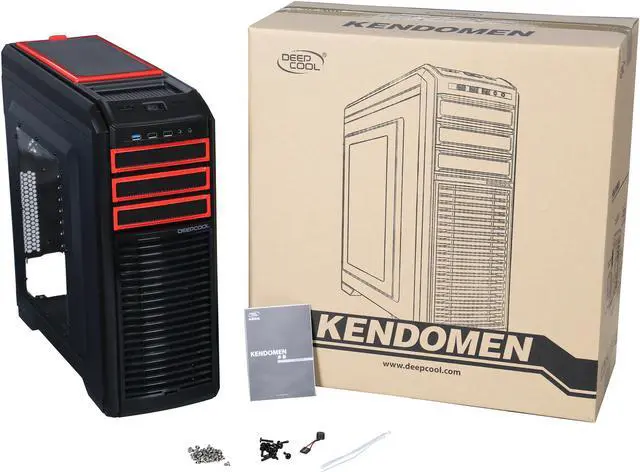 Alt view image 9 of 9 - DEEPCOOL KENDOMEN Red ATX Mid Tower Computer Case Pre-installed 5 Cooling Fans With Side Window Support 240mm Water Cooling Installation at Top