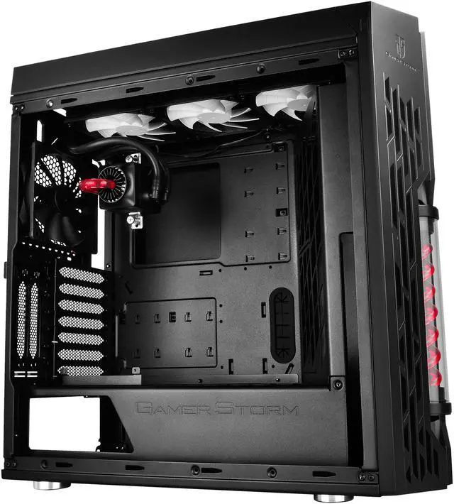 Alt view image 5 of 16 - DEEPCOOL GENOME The worldwide first unique PC case with integrated 360mm liquid cooling system Black case with Red helix