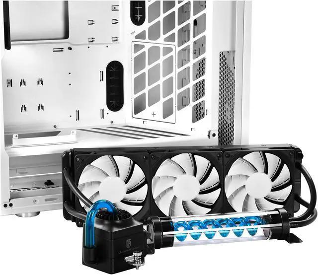 Alt view image 19 of 20 - DEEPCOOL GENOME The worldwide first unique PC case with integrated  360mm liquid cooling system White case with Blue helix