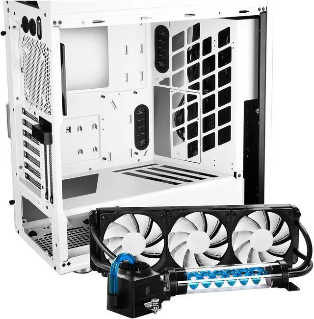 Alt view image 5 of 14 - DEEPCOOL GENOME II The Upgraded Worldwide First Unique Gaming Case with Integrated 360mm Liquid Cooling System White Case with Blue Helix