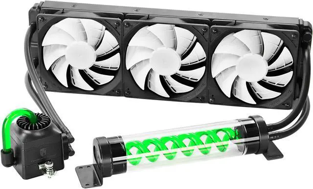 Alt view image 6 of 11 - DEEPCOOL GENOME II The Upgraded worldwide first unique gaming case with integrated 360mm liquid cooling system Black case with Green helix
