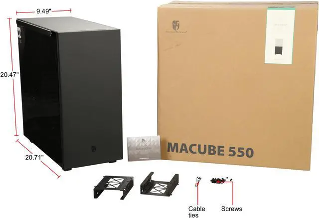 Alt view image 10 of 10 - DEEPCOOL Gamer Storm MACUBE 550 Black Full-Tower Case Concise Design Tempered Glass And Magnetic Panel 0.8mm SGCC Steel Dragon Ventilation Holes