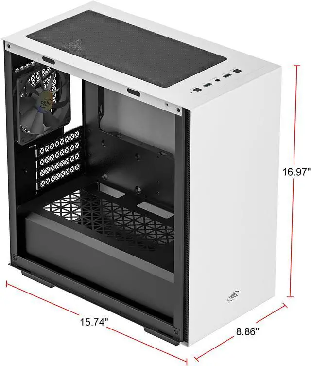 Alt view image 13 of 17 - DeepCool MACUBE 110 WH Micro ATX Case with Full-size Magnetic Tempered Glass Removable HDD Cage and Built-in Graphics Card Holder - White