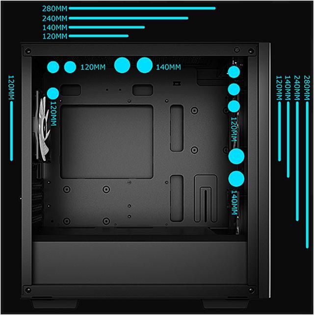 Alt view image 7 of 13 - DeepCool MATREXX 40 3FS with Full-size Tempered Glass Side Panel, High Airflow Cooling, Three Included Fans, and Removable Drive Cage Micro ATX/Mini ITX Tower Case