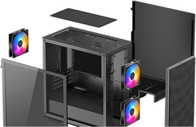 Alt view image 4 of 13 - DeepCool MATREXX 40 3FS with Full-size Tempered Glass Side Panel, High Airflow Cooling, Three Included Fans, and Removable Drive Cage Micro ATX/Mini ITX Tower Case
