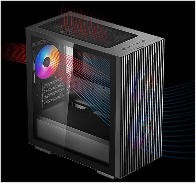Alt view image 8 of 13 - DeepCool MATREXX 40 3FS with Full-size Tempered Glass Side Panel, High Airflow Cooling, Three Included Fans, and Removable Drive Cage Micro ATX/Mini ITX Tower Case