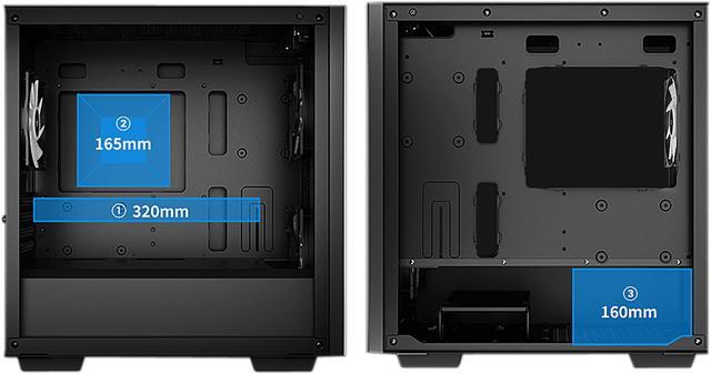 Alt view image 6 of 13 - DeepCool MATREXX 40 3FS with Full-size Tempered Glass Side Panel, High Airflow Cooling, Three Included Fans, and Removable Drive Cage Micro ATX/Mini ITX Tower Case