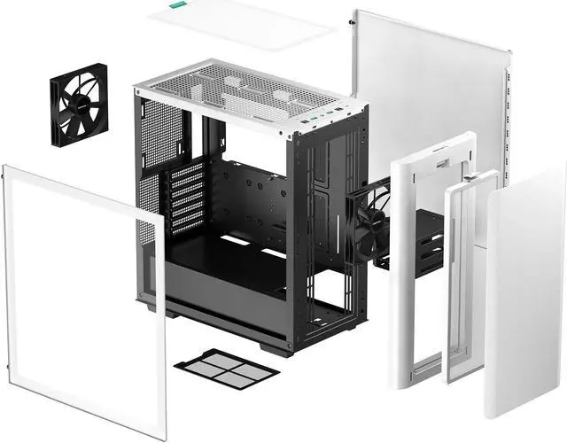 Alt view image 12 of 14 - DeepCool CK500 WH Mid-Tower ATX Case, Full-Size Tempered Glass Window, Two Pre-Installed 140mm Airflow Fans, E-ATX Motherboard Support, Front I/O USB Type-C, White