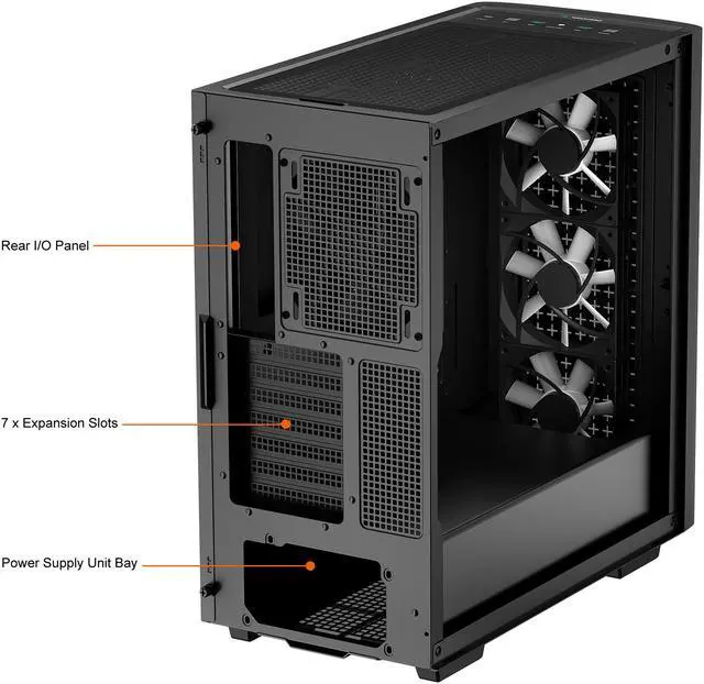 Alt view image 11 of 14 - DeepCool CK560 Mid-Tower ATX Case, Airflow Front Panel, Full-Size Tempered Glass Window, 3x 120mm ARGB Fans, 1x 140mm Fan, E-ATX Motherboard Support, Front I/O USB Type-C, Black