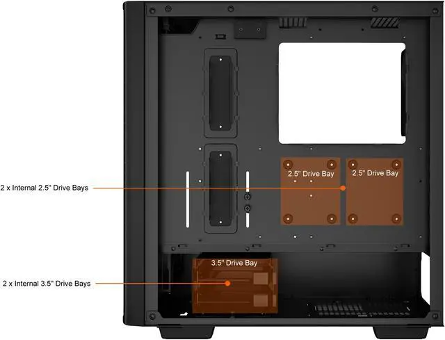 Alt view image 6 of 14 - DeepCool CK560 Mid-Tower ATX Case, Airflow Front Panel, Full-Size Tempered Glass Window, 3x 120mm ARGB Fans, 1x 140mm Fan, E-ATX Motherboard Support, Front I/O USB Type-C, Black