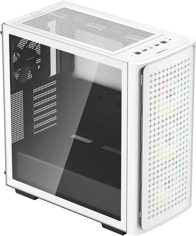 Alt view image 3 of 14 - DeepCool CK560 WH Mid-Tower ATX Case, Airflow Front Panel, Full-Size Tempered Glass Window, 3x 120mm ARGB Fans, 1x 140mm Fan, E-ATX Motherboard Support, Front I/O USB Type-C, White