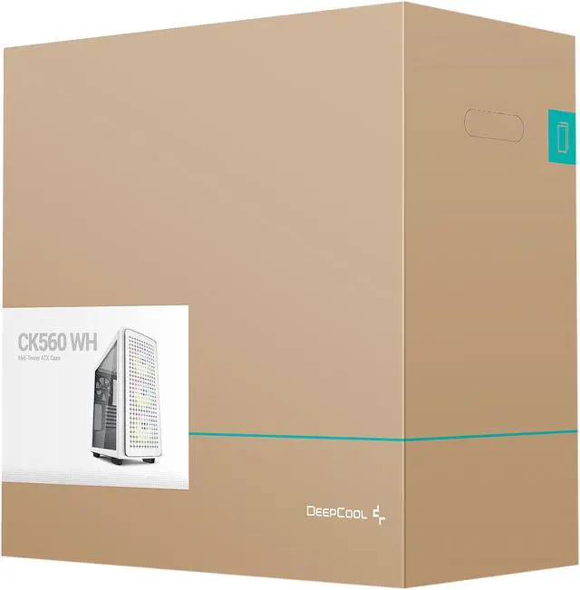 Alt view image 14 of 14 - DeepCool CK560 WH Mid-Tower ATX Case, Airflow Front Panel, Full-Size Tempered Glass Window, 3x 120mm ARGB Fans, 1x 140mm Fan, E-ATX Motherboard Support, Front I/O USB Type-C, White