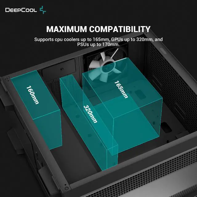 Alt view image 4 of 4 - DeepCool CC360 ARGB M-ATX Airflow case, 3x Pre-Installed 120mm ARGB Fans, Tempered Glass Side Panel, Magnetic Top Mesh Filter, USB 3.0
