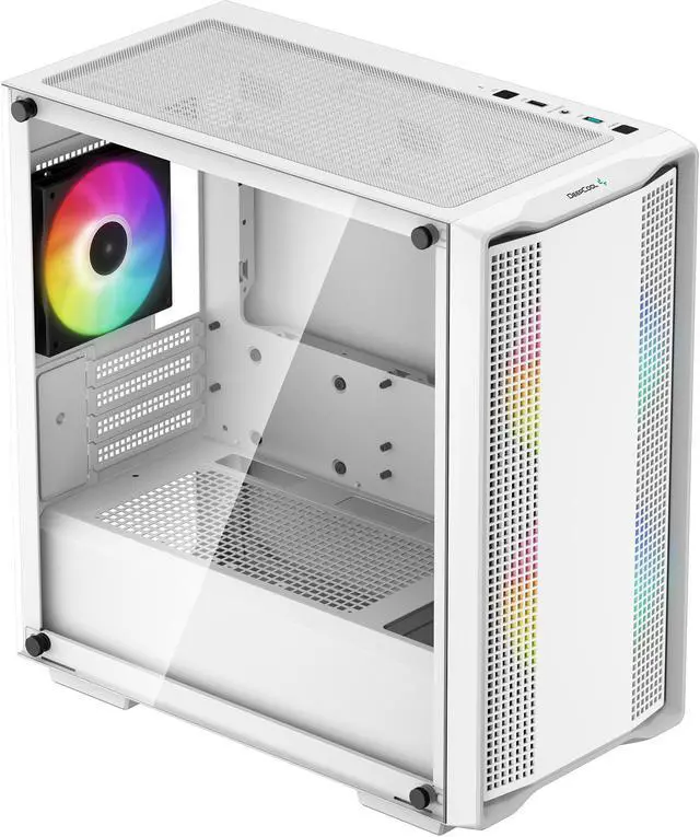 Alt view image 3 of 15 - DeepCool CC360 WH ARGB M-ATX Airflow case, 3x Pre-Installed 120mm ARGB Fans, Tempered Glass Side Panel, Magnetic Top Mesh Filter, USB 3.0, White
