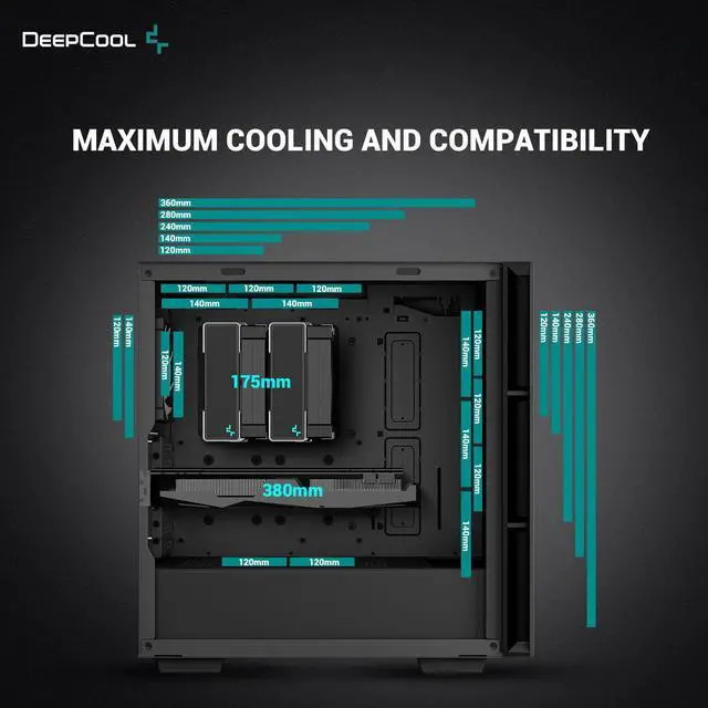 Alt view image 4 of 6 - DeepCool CH560 ATX Airflow case, 3x Pre-Installed 140mm ARGB Fans, Hybrid Mesh/Tempered Glass Side Panel, Magnetic Top Mesh Filter, Type-C, USB 3.0, Black