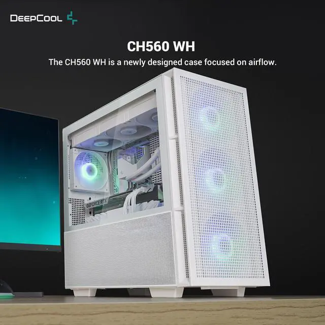 DeepCool CH560 WH ATX Airflow case, 3x Pre-Installed 140mm