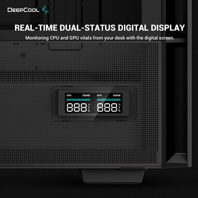 Alt view image 3 of 6 - DeepCool CH560 DIGITAL ATX Airflow case, Dual Status Display, 3x Pre-Installed 140mm ARGB Fans, Hybrid Mesh/Tempered Glass Side Panel, Magnetic Top Mesh Filter, Type-C, USB 3.0, Black