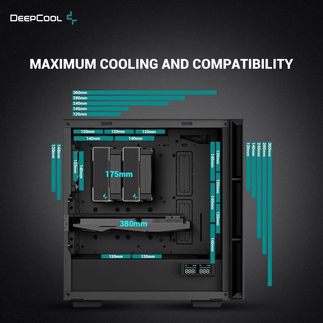 Alt view image 4 of 6 - DeepCool CH560 DIGITAL ATX Airflow case, Dual Status Display, 3x Pre-Installed 140mm ARGB Fans, Hybrid Mesh/Tempered Glass Side Panel, Magnetic Top Mesh Filter, Type-C, USB 3.0, Black