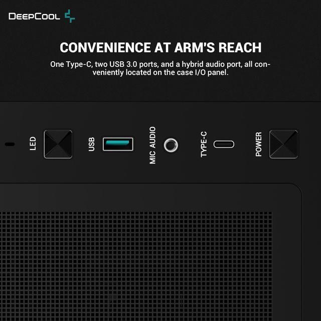 Alt view image 6 of 6 - DeepCool CH560 DIGITAL ATX Airflow case, Dual Status Display, 3x Pre-Installed 140mm ARGB Fans, Hybrid Mesh/Tempered Glass Side Panel, Magnetic Top Mesh Filter, Type-C, USB 3.0, Black