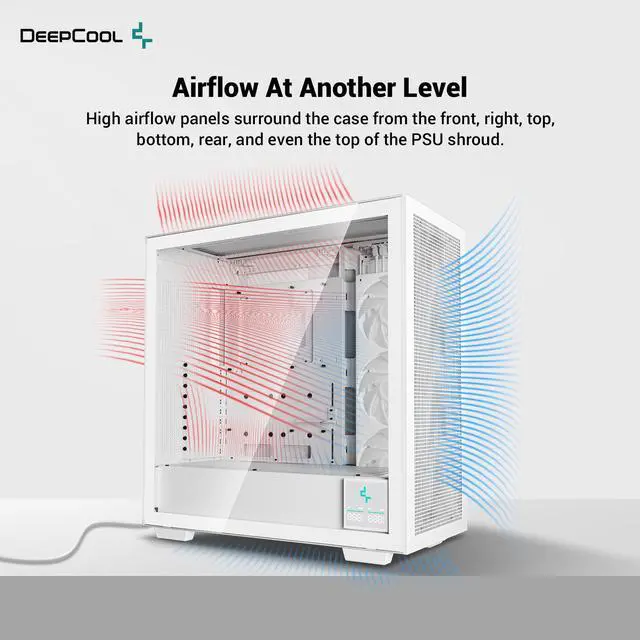 Alt view image 3 of 6 - DeepCool MORPHEUS WH ATX+ Modular Airflow case, Single and Dual Chamber Configurations, Dual Status Display, Trinity 140mm ARGB Fans, Vertical Mount and Gen 4 Riser Cable, Magnetic Mesh Filters, White