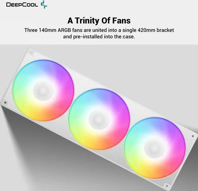 Alt view image 5 of 6 - DeepCool MORPHEUS WH ATX+ Modular Airflow case, Single and Dual Chamber Configurations, Dual Status Display, Trinity 140mm ARGB Fans, Vertical Mount and Gen 4 Riser Cable, Magnetic Mesh Filters, White