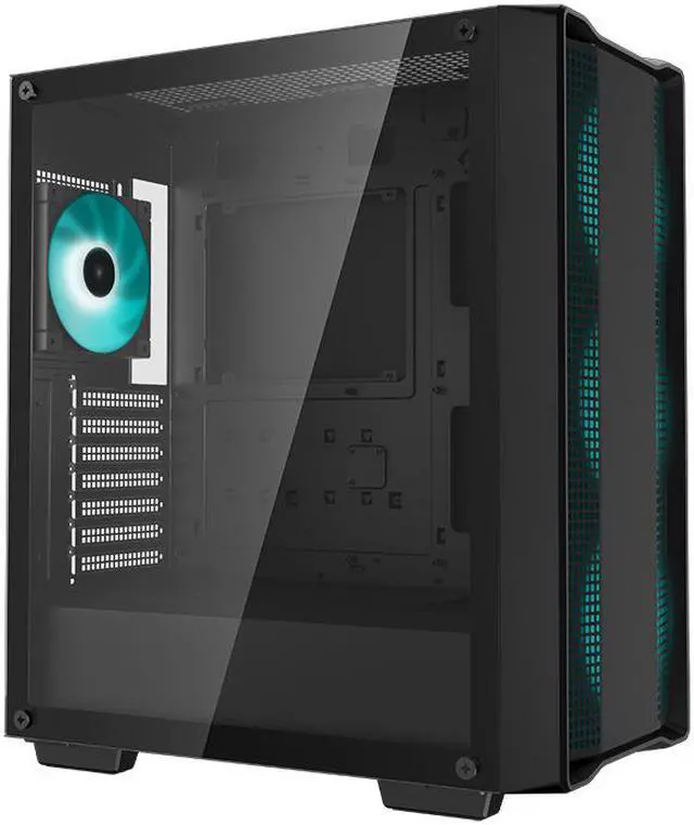 Alt view image 2 of 12 - DeepCool CC560 V2 Mid-Tower ATX PC Case, 4x Pre-Installed 120mm LED Fans, Tempered Glass Side Panel, Black