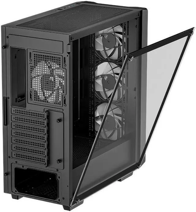 Alt view image 7 of 12 - DeepCool CC560 V2 Mid-Tower ATX PC Case, 4x Pre-Installed 120mm LED Fans, Tempered Glass Side Panel, Black
