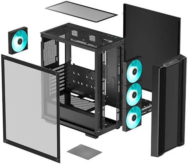 Alt view image 11 of 12 - DeepCool CC560 V2 Mid-Tower ATX PC Case, 4x Pre-Installed 120mm LED Fans, Tempered Glass Side Panel, Black
