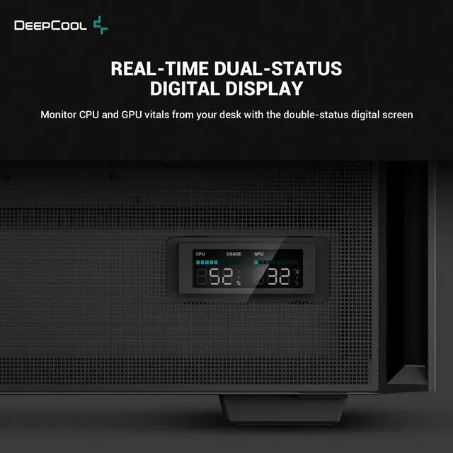 Alt view image 4 of 6 - DeepCool CH360 DIGITAL mATX Airflow case, Dual Status Display, 2x Pre-Installed 140mm ARGB Fans,120mm ARGB rear fan, Hybrid Mesh/Tempered Glass Side Panel, Magnetic Mesh Filter, Type-C, USB 3.0, Black