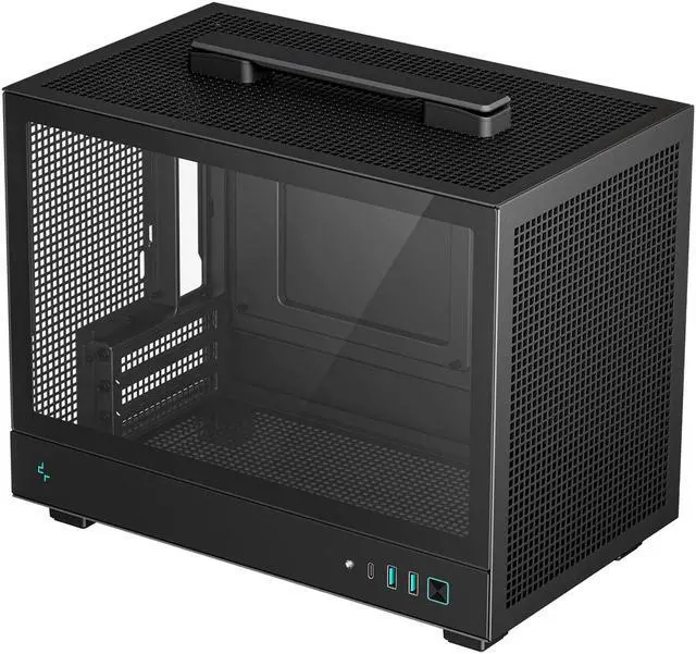 Main image of DeepCool CH160 Mini-ITX PC Case, High Airflow Mesh Panels, Full-Sized Air Cooler Support, Direct Insert GPU Capable, Flexible Drive and PSU Compatibility, Black