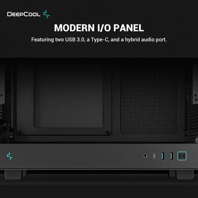 Alt view image 7 of 7 - DeepCool CH160 Mini-ITX PC Case, High Airflow Mesh Panels, Full-Sized Air Cooler Support, Direct Insert GPU Capable, Flexible Drive and PSU Compatibility, Black