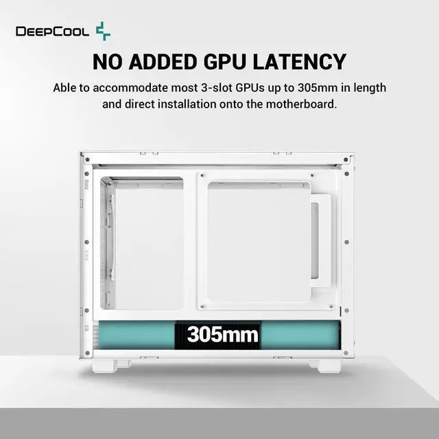 Alt view image 6 of 8 - DeepCool CH160 WH Mini-ITX PC Case, High Airflow Mesh Panels, Full-Sized Air Cooler Support, Direct Insert GPU Capable, Flexible Drive and PSU Compatibility, White