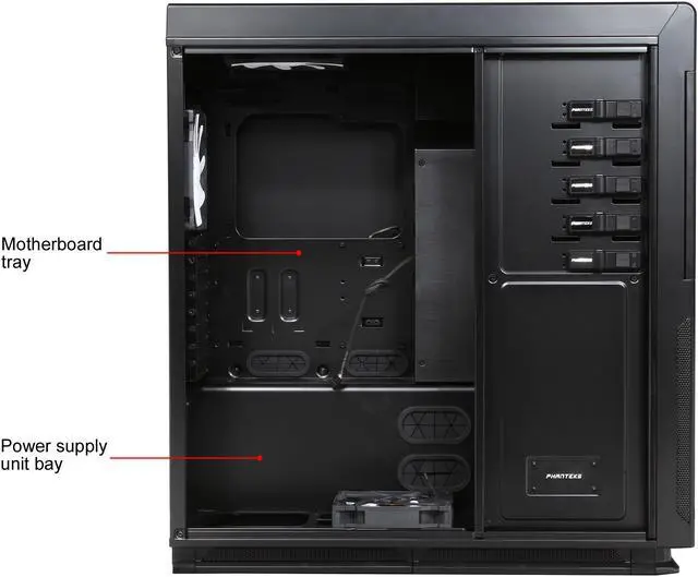 Alt view image 7 of 15 - Phanteks Enthoo Primo Series PH-ES813P_BL Black w/ Blue LED Aluminum faceplates / Steel chassis ATX Full Tower Computer Case