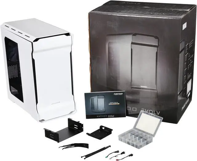 Alt view image 10 of 10 - Phanteks Enthoo Evolv Series PH-ES314E_WT White Aluminum / Steel mATX / MicroATX Tower Computer Case