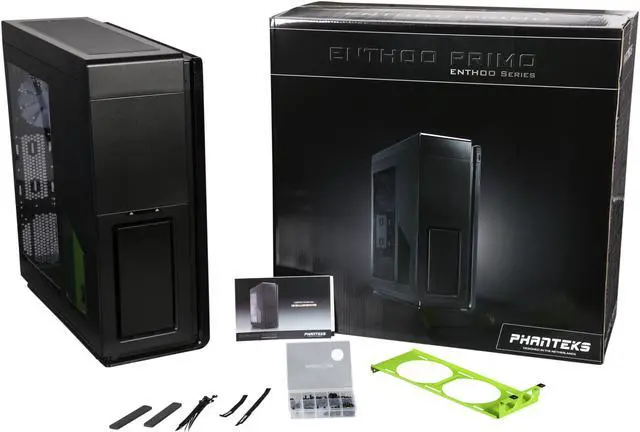 Alt view image 9 of 9 - Phanteks Enthoo Primo PH-ES813P_SGR Black / Green Aluminum / Steel ATX Full Tower Computer Case