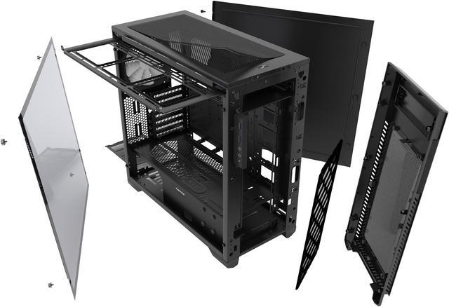 Alt view image 7 of 19 - Phanteks Enthoo Pro M Series PH-ES515PTG_BK Brushed Black Steel Frame / ABS Front / Tempered Glass Window ATX Mid Tower Computer Case