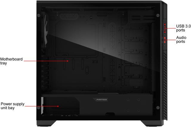 Alt view image 17 of 19 - Phanteks Enthoo Pro M Series PH-ES515PTG_BK Brushed Black Steel Frame / ABS Front / Tempered Glass Window ATX Mid Tower Computer Case