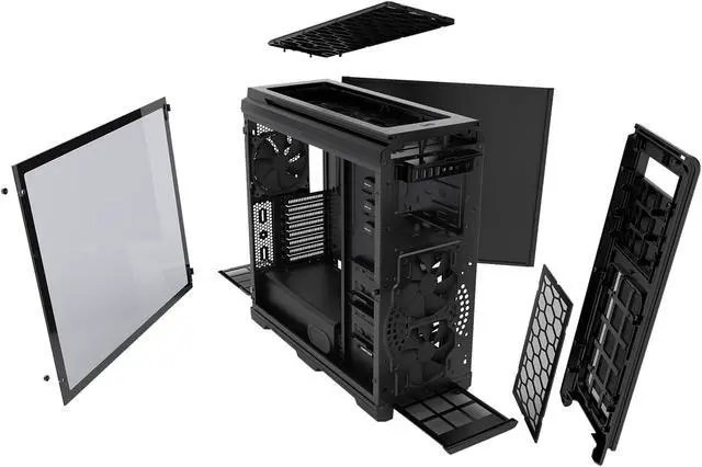 Alt view image 5 of 20 - Phanteks Enthoo Luxe PH-ES614LTG_BK Black Aluminum Faceplates Tempered Glass Panel Steel Chassis ATX Full Tower Computer Case