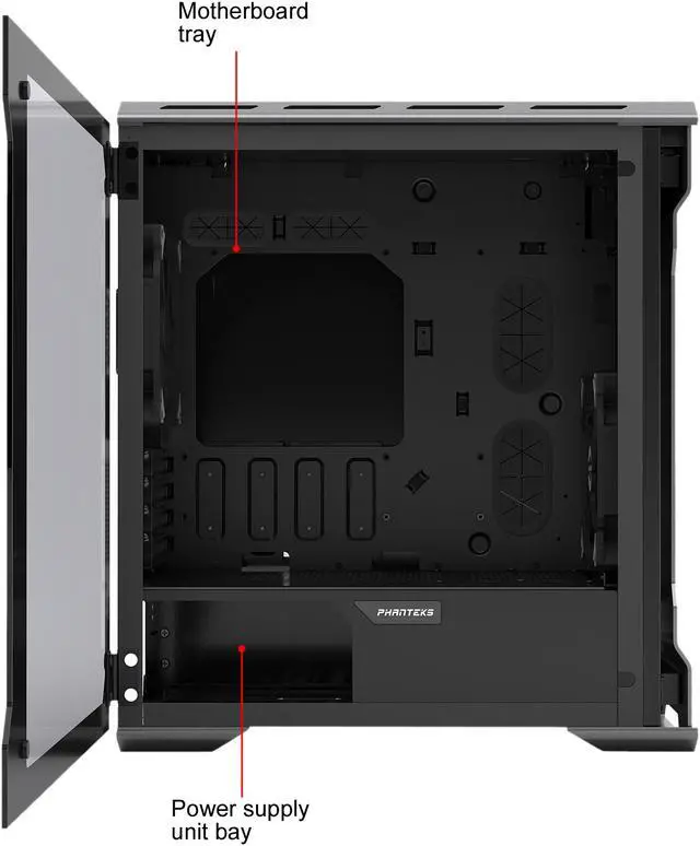 Alt view image 6 of 20 - Phanteks Enthoo Evolv PH-ES314ETG_AG Anthracite Gray Aluminum (3mm), Tempered Glass (3mm), Steel Chassis Micro ATX Tower Computer Case