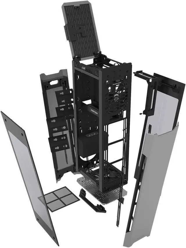 Alt view image 5 of 14 - Phanteks Enthoo Evolv Shift X PH-ES217XE_AG Anthracite Gray Anodized aluminium panels, Powder coated steel chassis, Tempered glass side panels Mini-ITX Tower Computer Case Support SFX, SFX-L, ATX (limited to 160mm) Power Supply