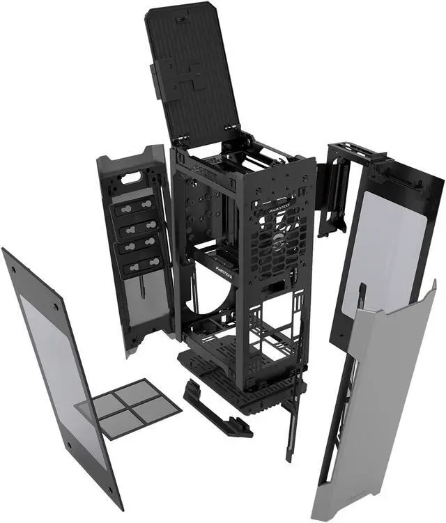 Alt view image 5 of 14 - Phanteks Enthoo Evolv Shift PH-ES217E_AG Anthracite Gray Anodized aluminium panels, Powder coated steel chassis, Tempered glass side panels Mini-ITX Tower Computer Case Support SFX, SFX-L Power Supply