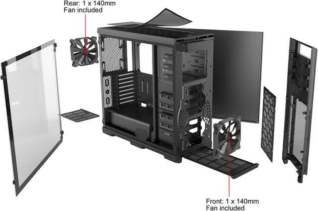 Alt view image 15 of 18 - Phanteks Enthoo Pro TG PH-ES614PTG_BK Integrated RGB Lighting Control Tempered Glass Side Panel ATX Full Tower Computer Case - Black