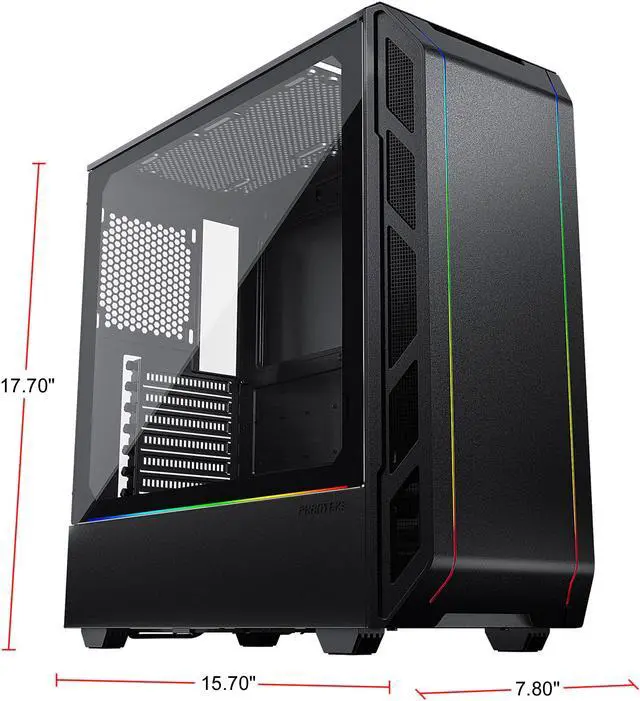 Alt view image 2 of 15 - Phanteks Eclipse P350X PH-EC350PTG_DBK Black Steel / Tempered Glass Compact E-ATX Mid-Tower Computer Case with Integrated Digital RGB LEDs